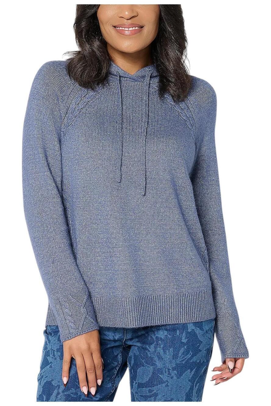 LOGO by Lori Goldstein Women's Raglan Hooded Sweater Vintage Indigo - Regular